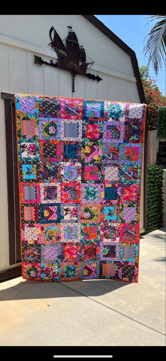 Vibrant Patchwork Quilt with Bohemian Charm