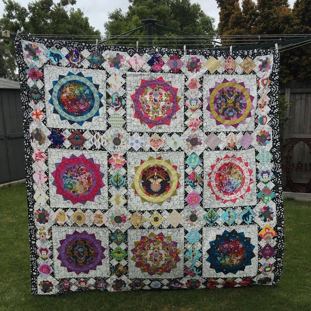 13 Flutterby Jen Kingwell Patterns Vibrant Patchwork Quilt with Intricate Appliqué