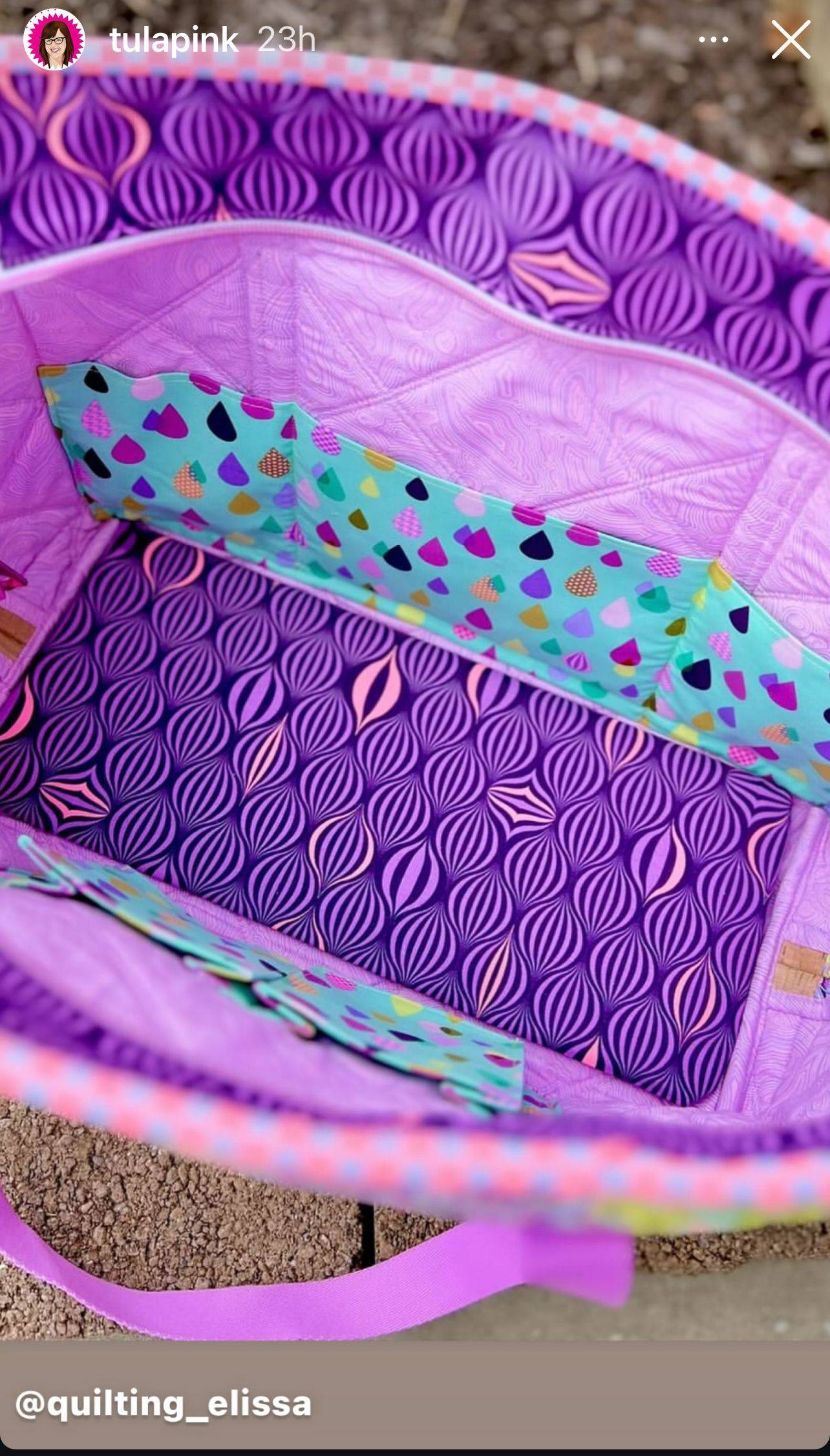 Vibrant Quilted Tote Bag with Bold Geometric Linings