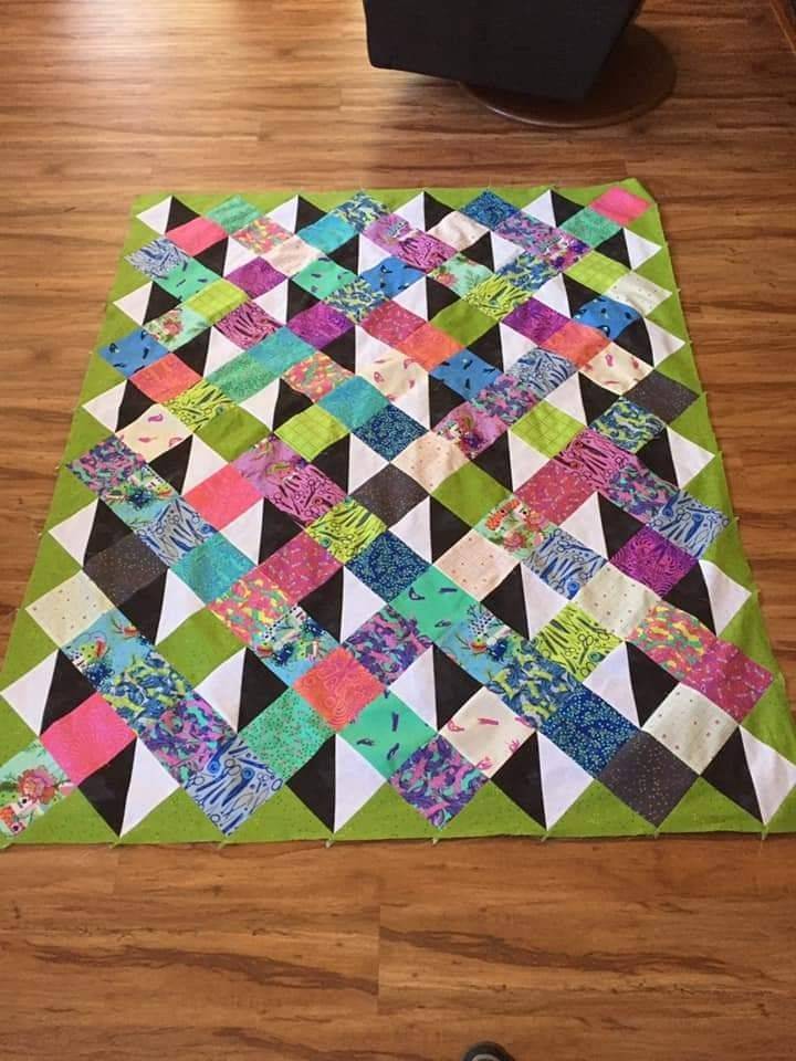 Vibrant Triangle Patchwork Quilt