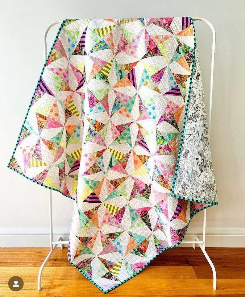 Vibrant Triangle Quilt with Tula Pink Fabrics