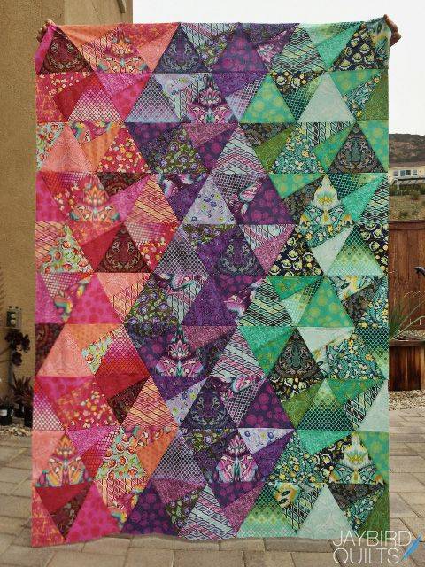 Vibrant Tula Pink Geometric Triangle Quilt