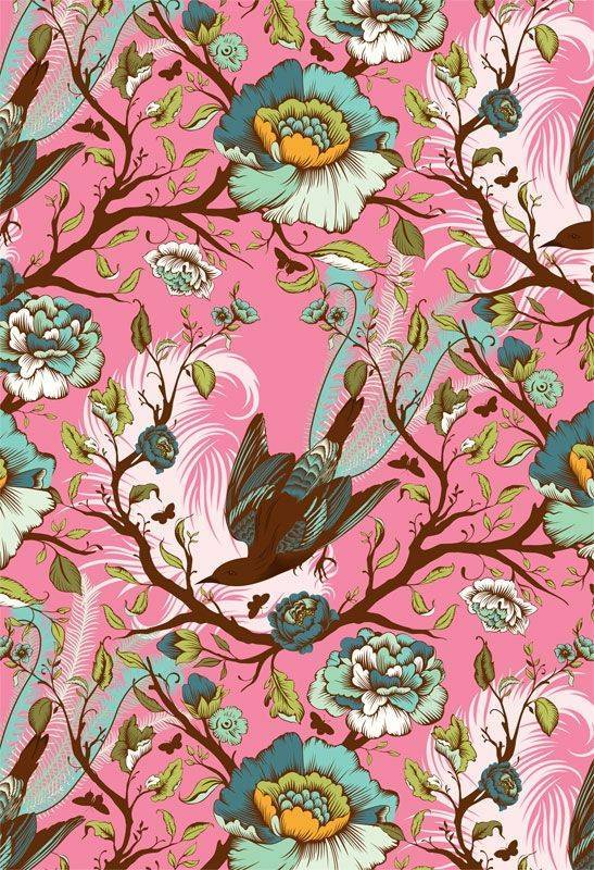 Whimsical Bird and Floral Garden Pattern