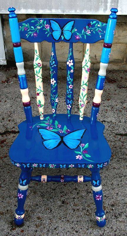 Whimsical Butterfly & Floral Painted Chair Makeover