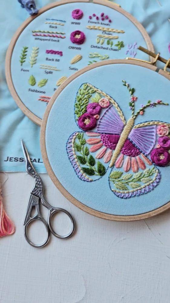 Whimsical Embroidered Butterfly Hoop Decor