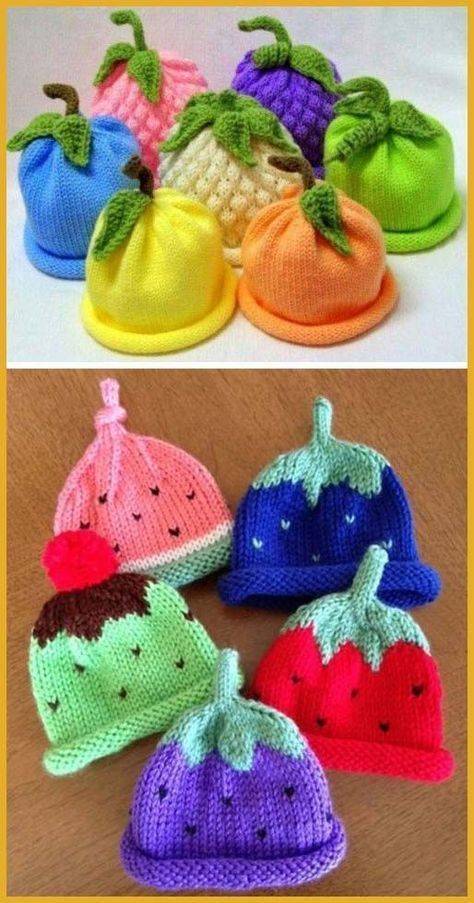 28 Baby Hat Knitting Patterns Whimsical Fruit-Inspired Knitted Baby Hats