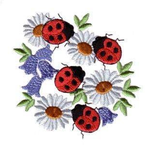 Whimsical Ladybug and Daisy Embroidery Design