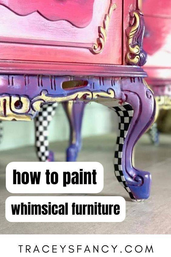 Whimsical Painted Nightstand with Checkerboard Legs