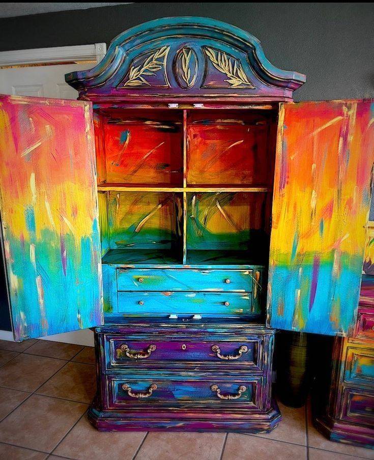 Whimsical Rainbow Armoire Makeover