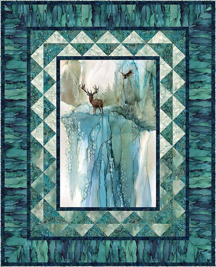 Whispering Pines Watercolor Landscape Quilt