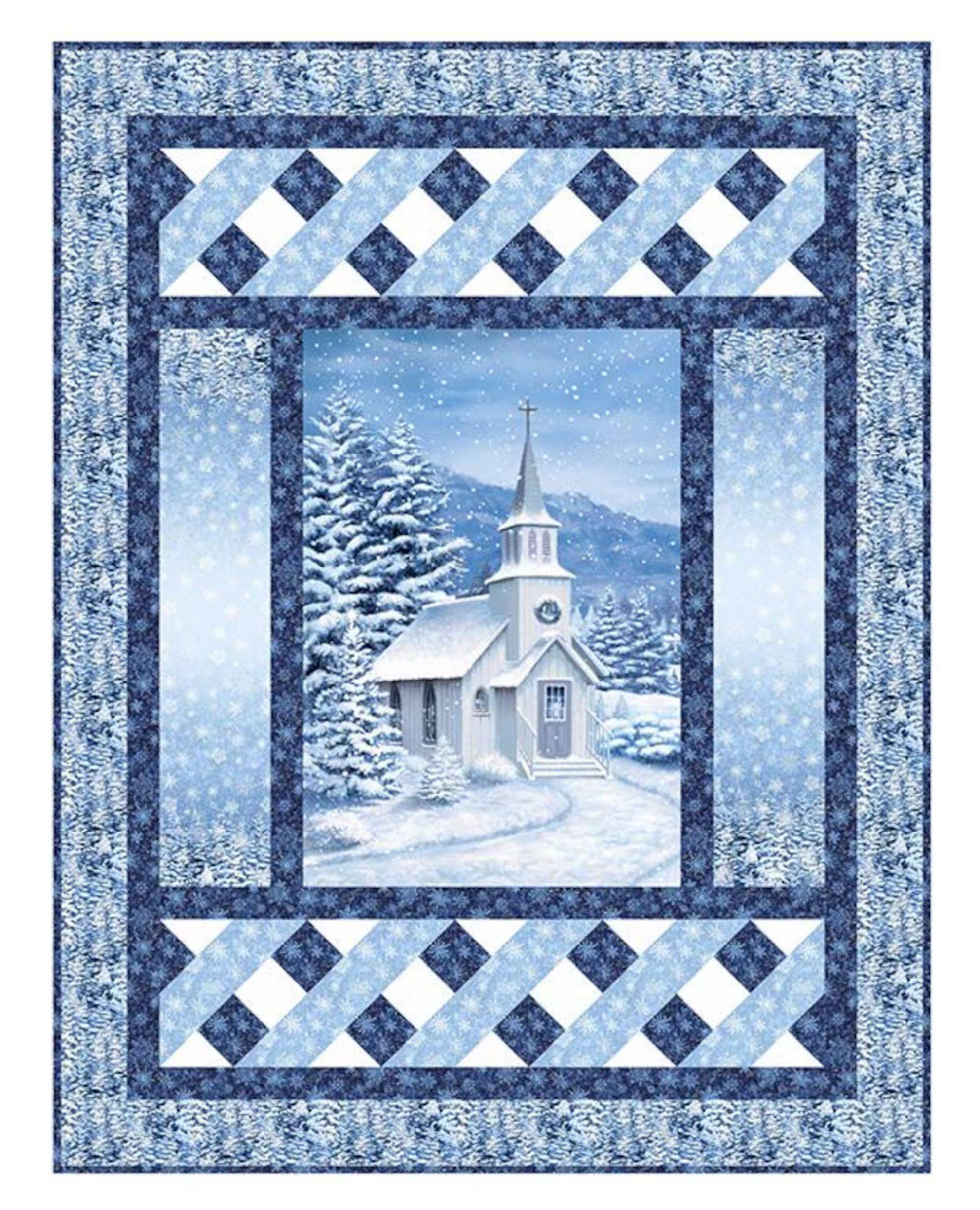 Winter Church Scenic Quilt Pattern