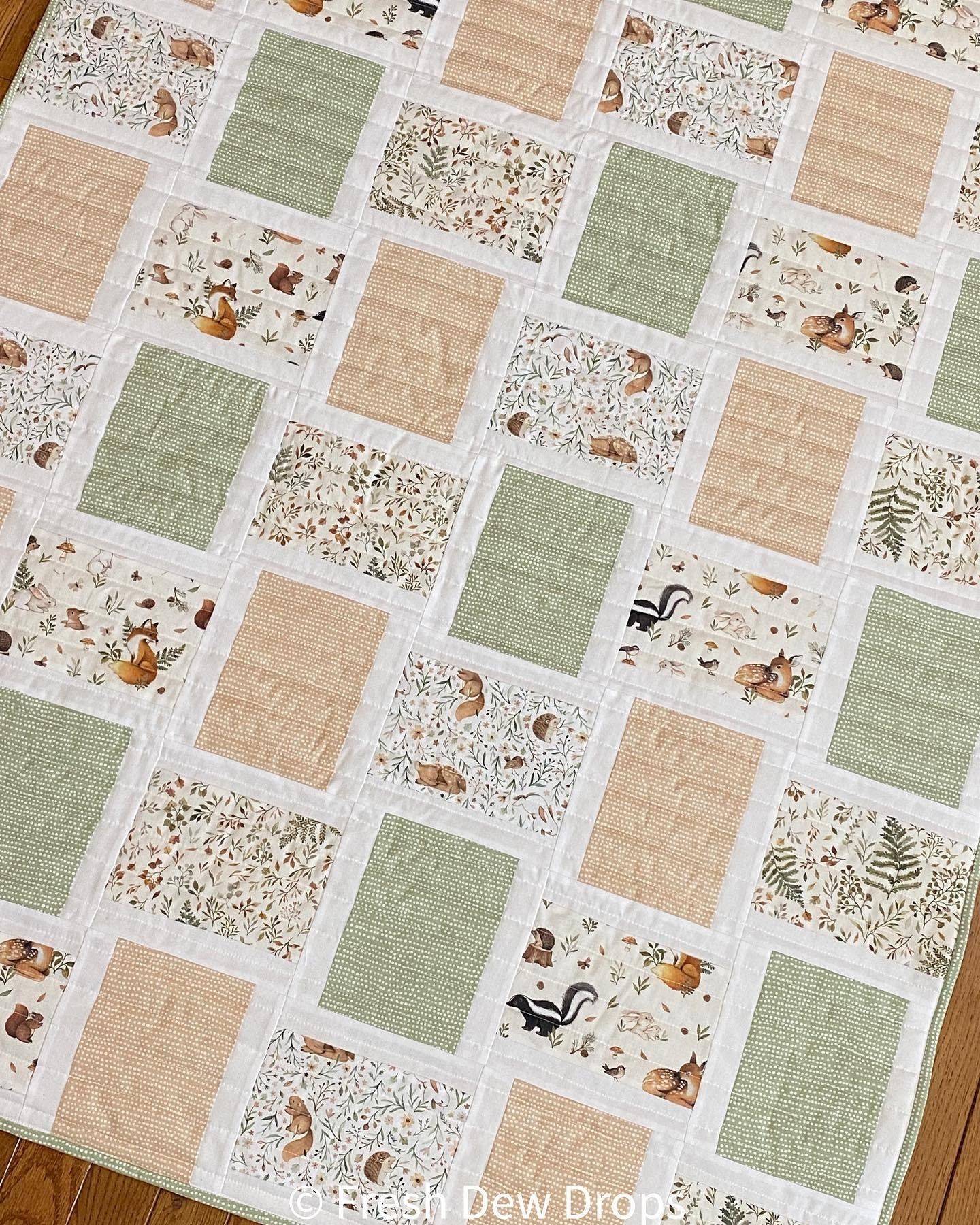Woodland Creatures Patchwork Baby Quilt