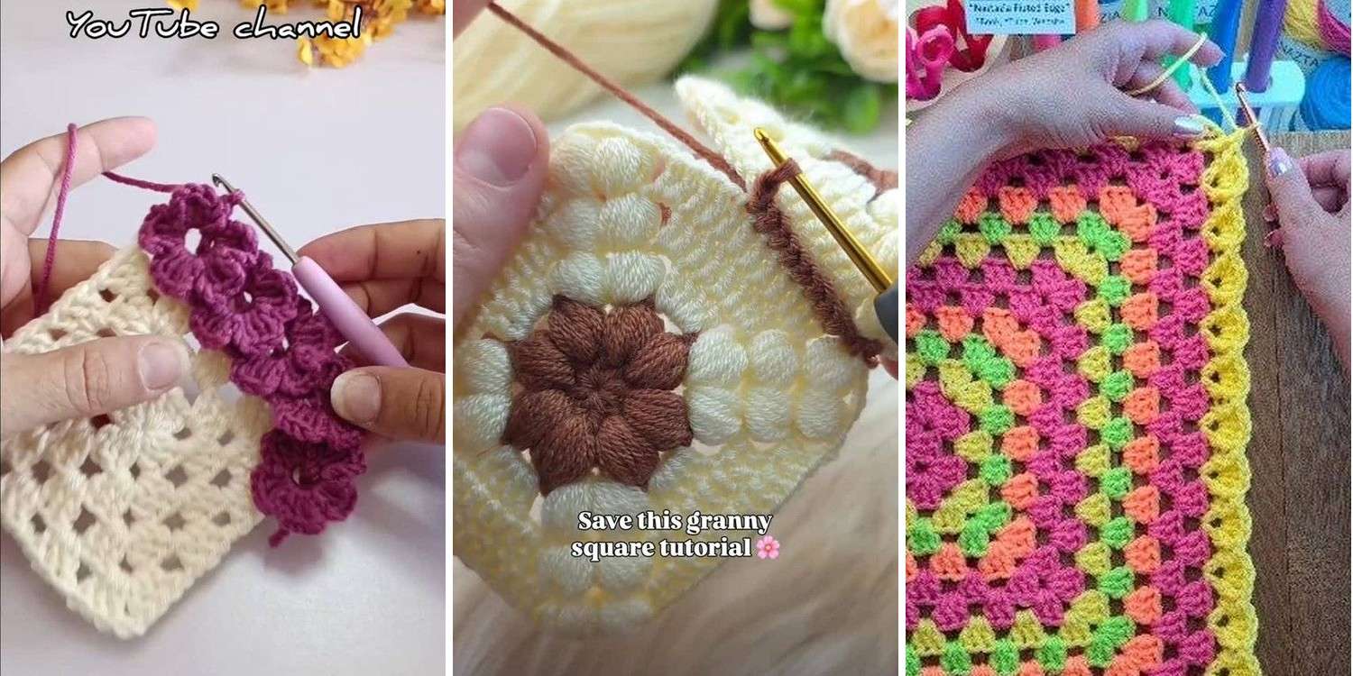 26 Granny Square One Row Crochet Border Patterns