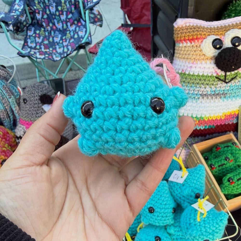Adorable Blue Crochet Character Toy