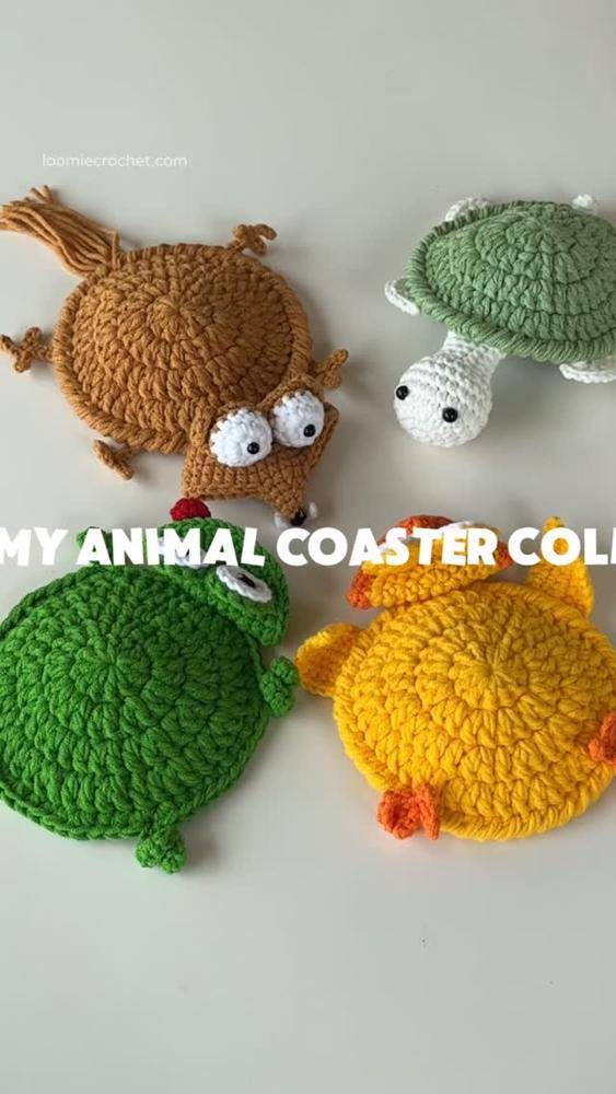 Adorable Crochet Animal Coaster Collection