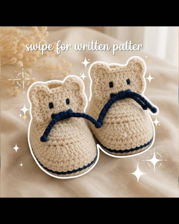 Adorable Crochet Bear Baby Booties