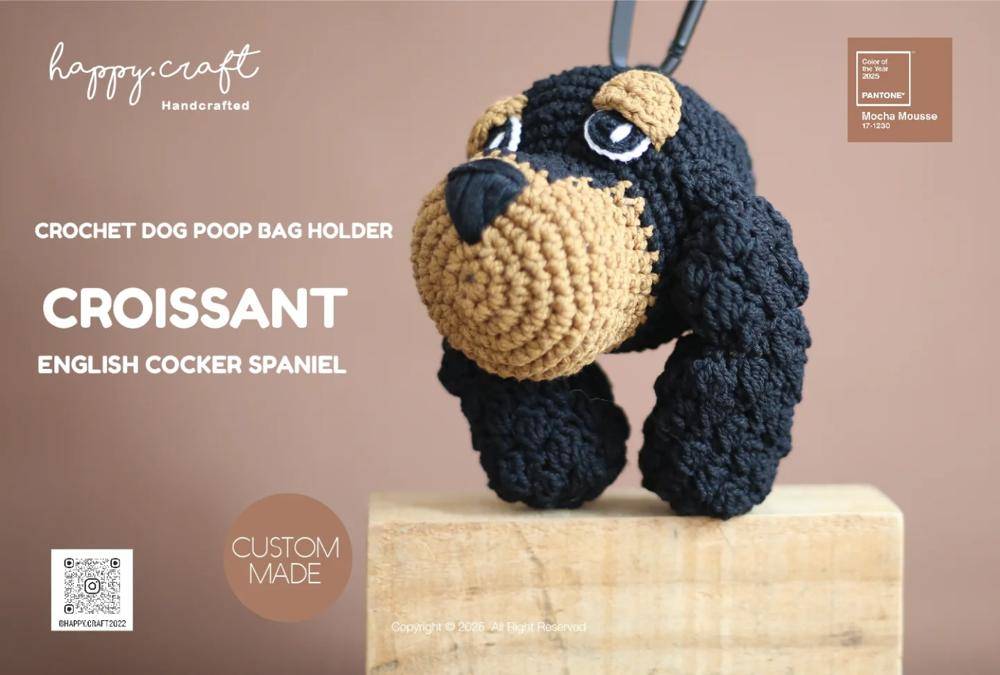 Adorable Crochet English Cocker Spaniel Dog Bag Holder