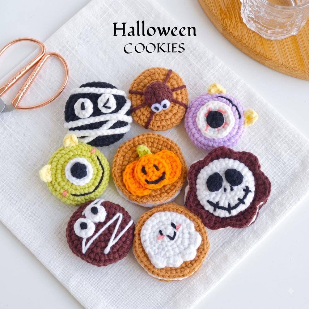 Adorable Crochet Halloween Cookie Appliques