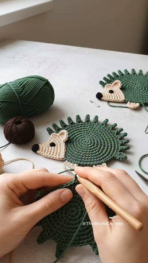 Adorable Crochet Hedgehog Applique Pattern