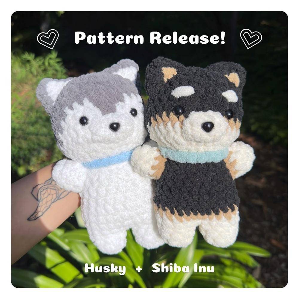 Adorable Crochet Husky and Shiba Inu Amigurumi Duo