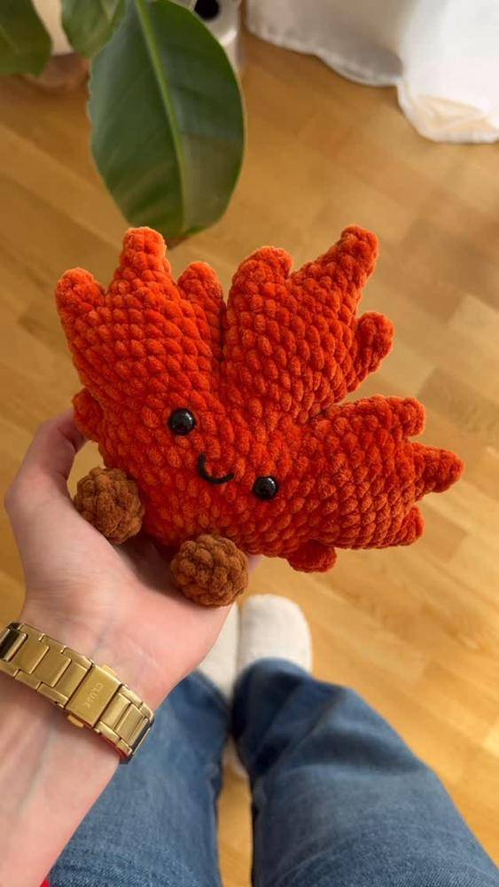 Adorable Crochet Maple Leaf Amigurumi Toy