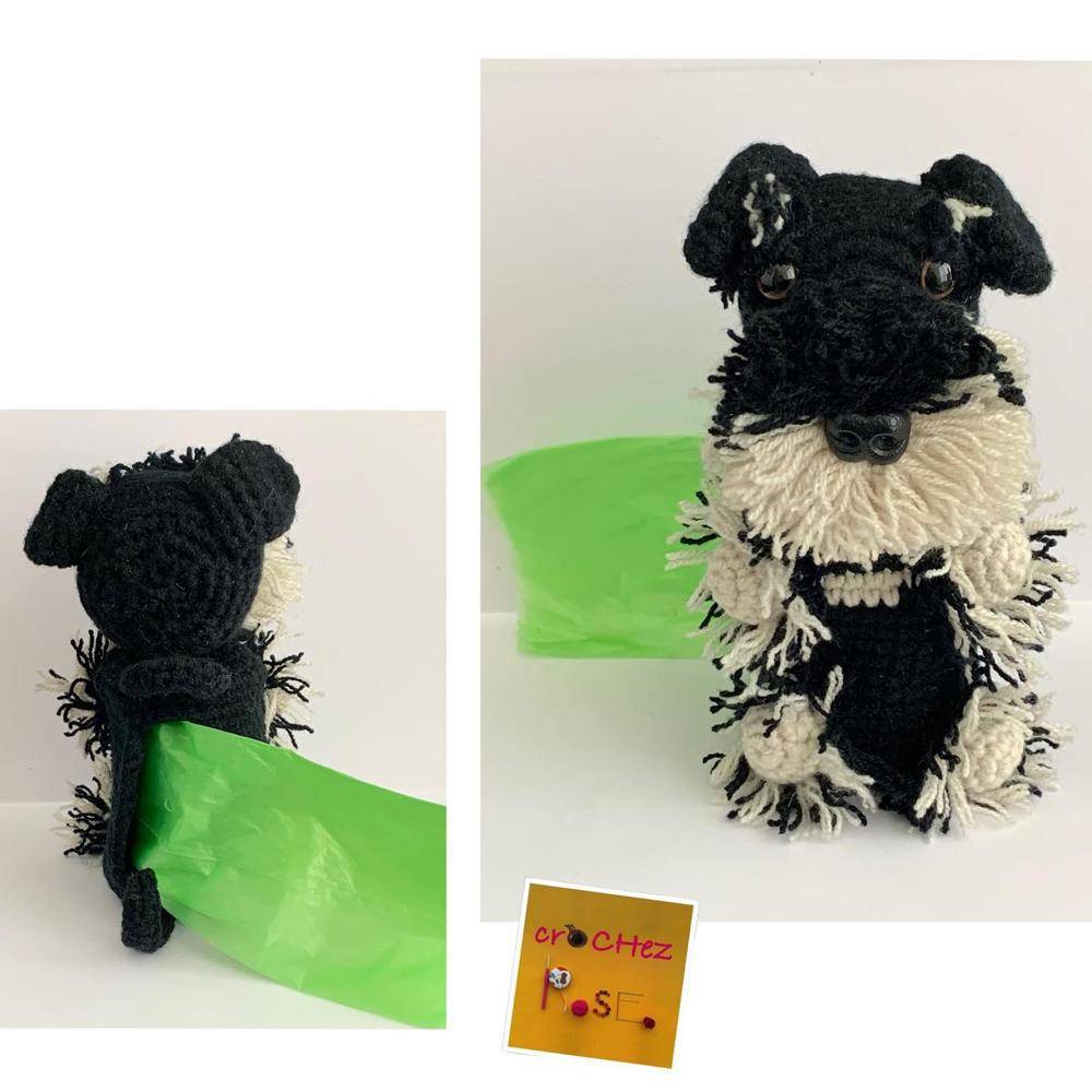 Adorable Crochet Schnauzer Dog Poop Bag Holder