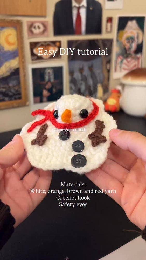 Adorable Crochet Snowman Applique
