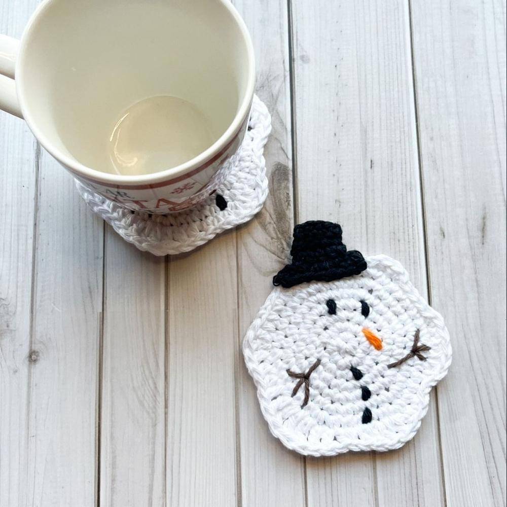 Adorable Crochet Snowman Coasters