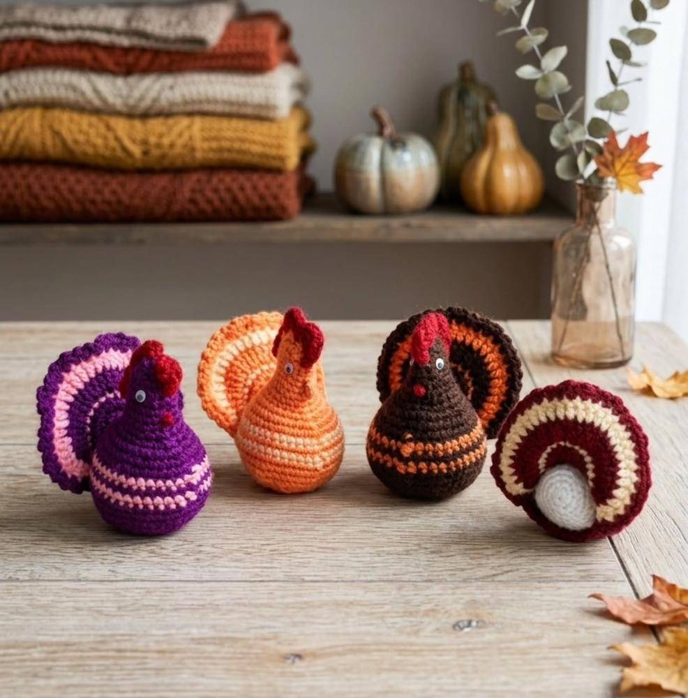 Adorable Crochet Turkey Amigurumi Trio