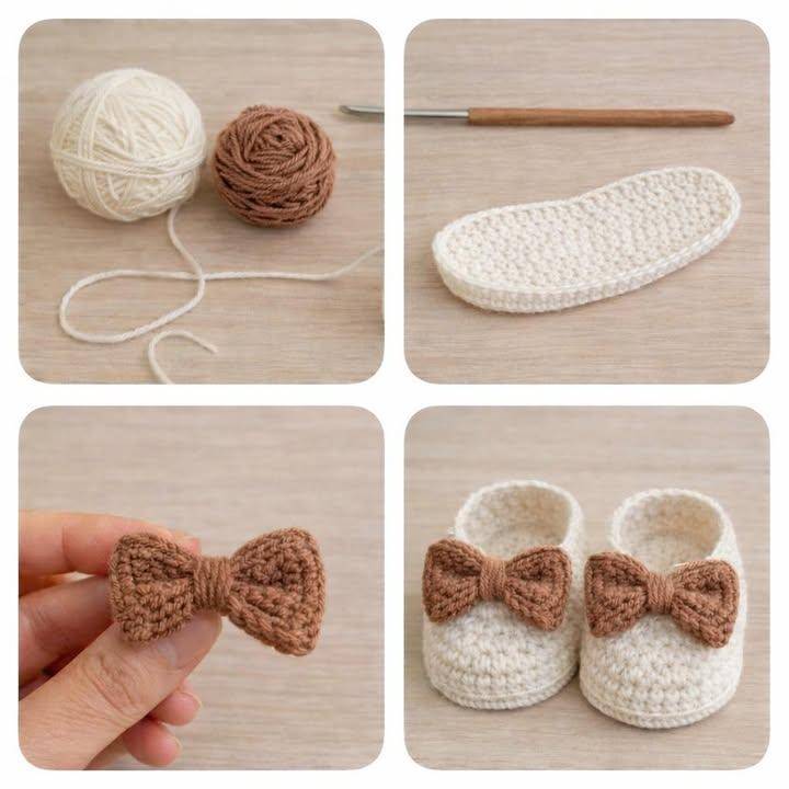Adorable Crocheted Baby Booties with Bows
