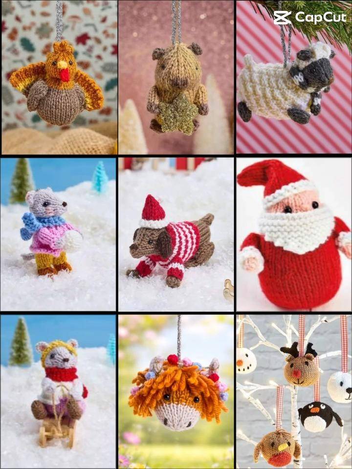 Adorable Knitted Christmas Ornaments