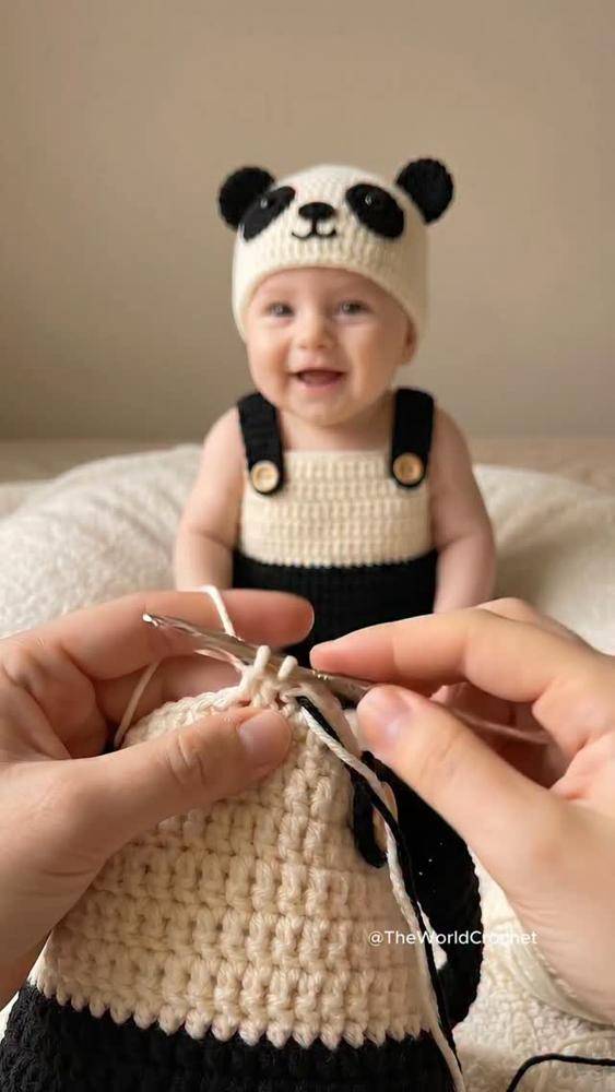 Adorable Panda Crochet Baby Set