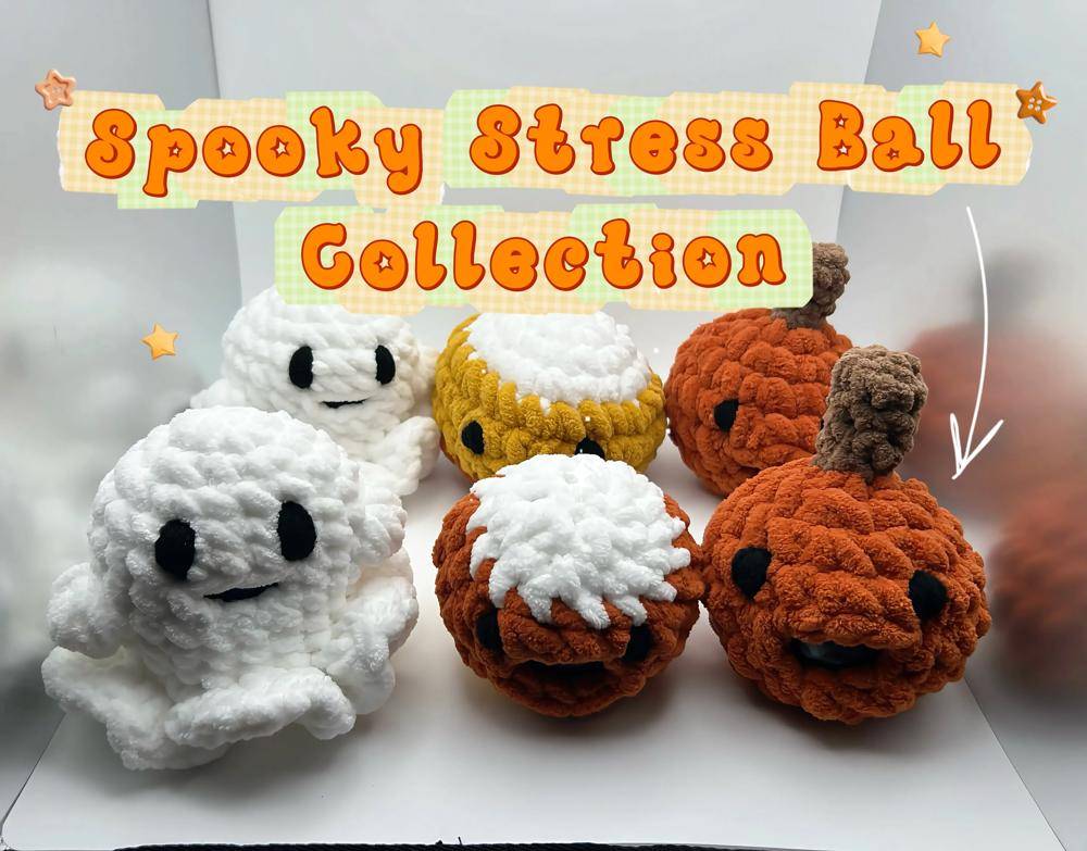 Amigurumi Crochet Ghost and Pumpkin Fidget Balls