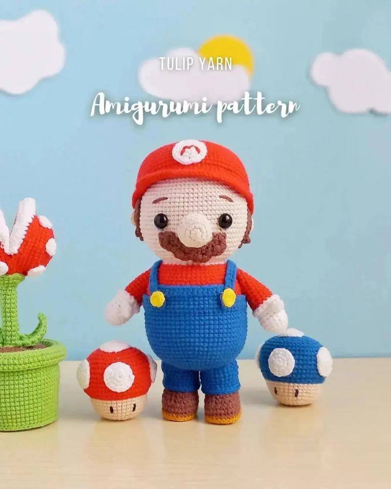 Amigurumi Crochet Mario and Mushroom Figures