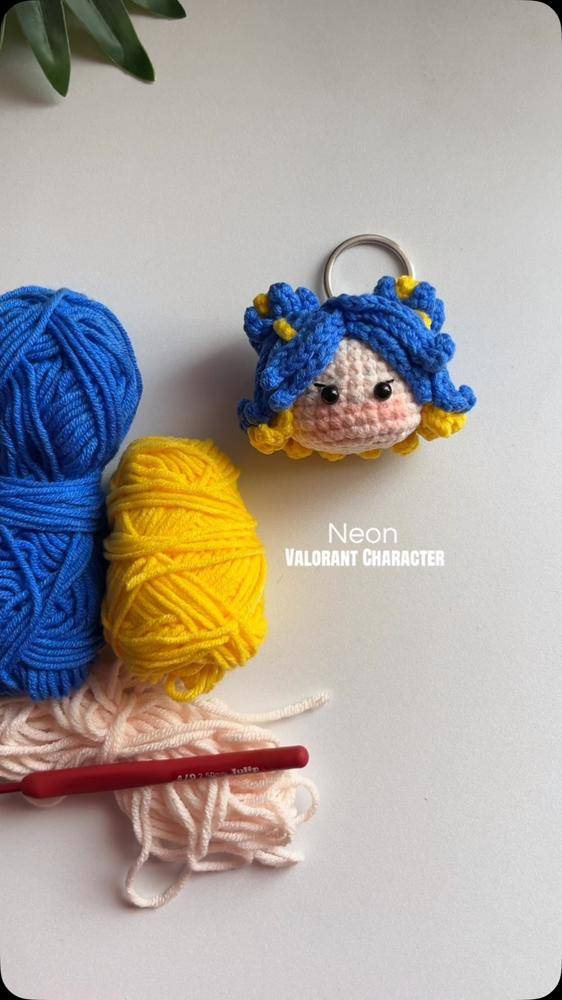Amigurumi Crochet Neon Character Keychain