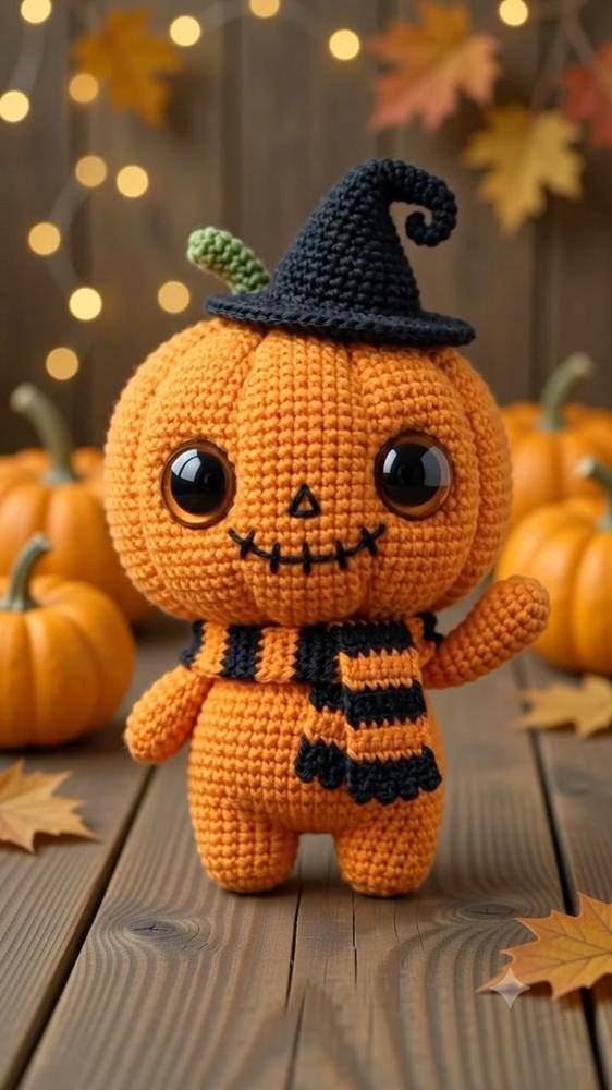 Amigurumi Crochet Pumpkin with Witch Hat