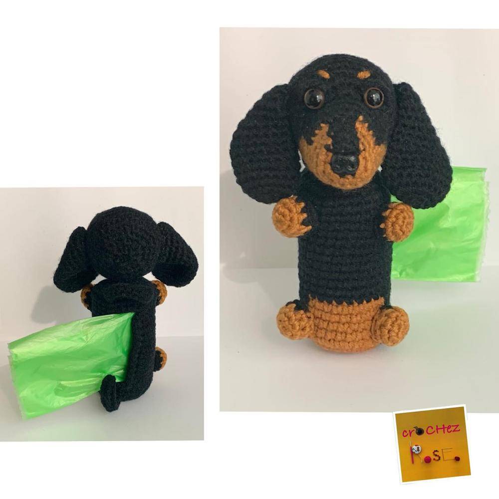 Amigurumi Dachshund Crochet Poop Bag Holder