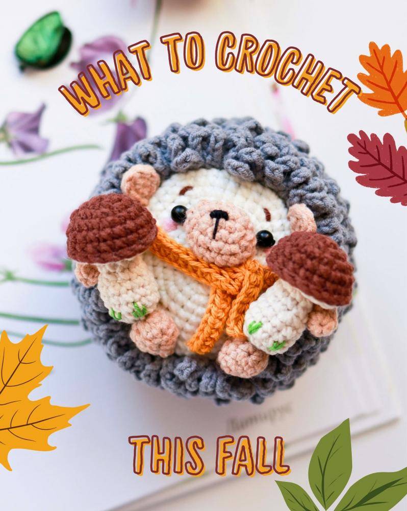 Amigurumi Hedgehog with Mushrooms Crochet Toy