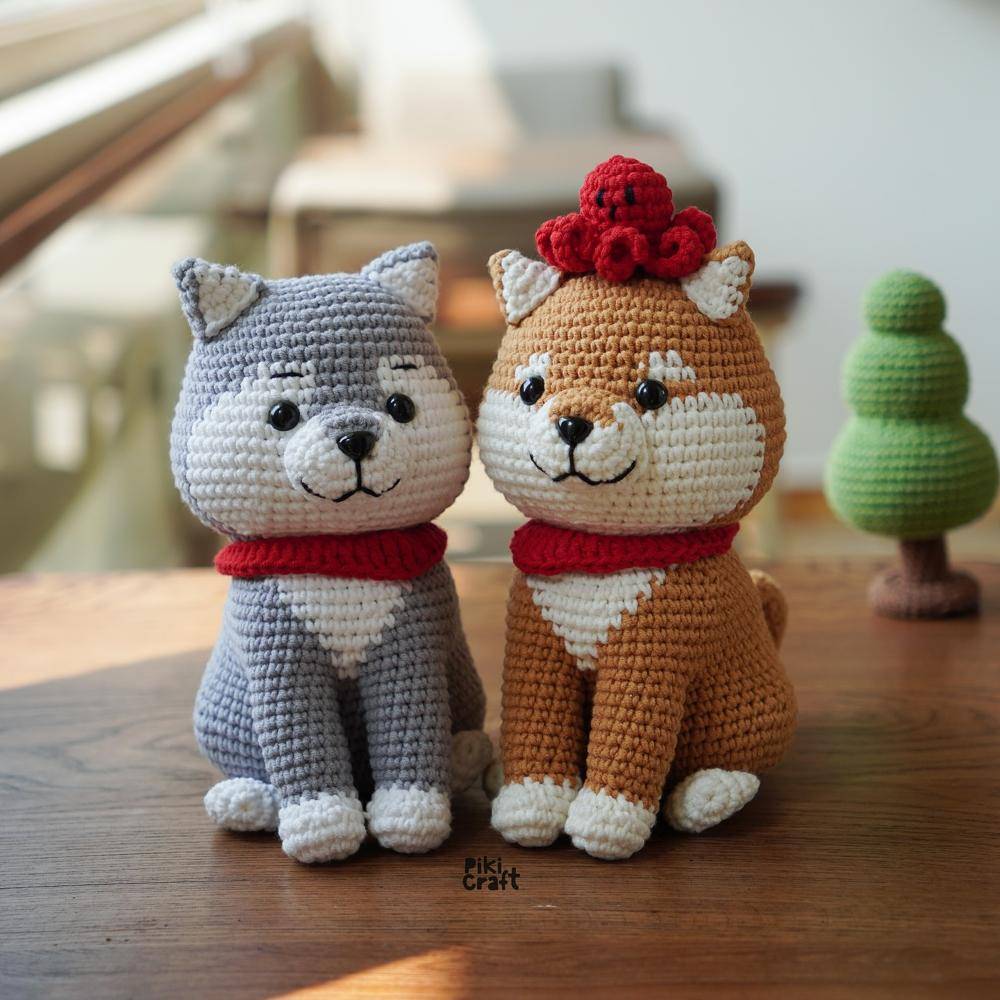 Amigurumi Husky and Shiba Inu Crochet Dolls