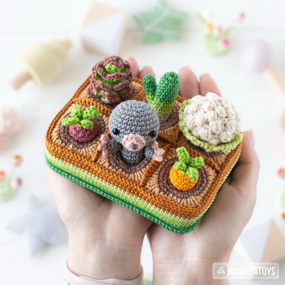 Amigurumi Mole and Garden Crochet Playset