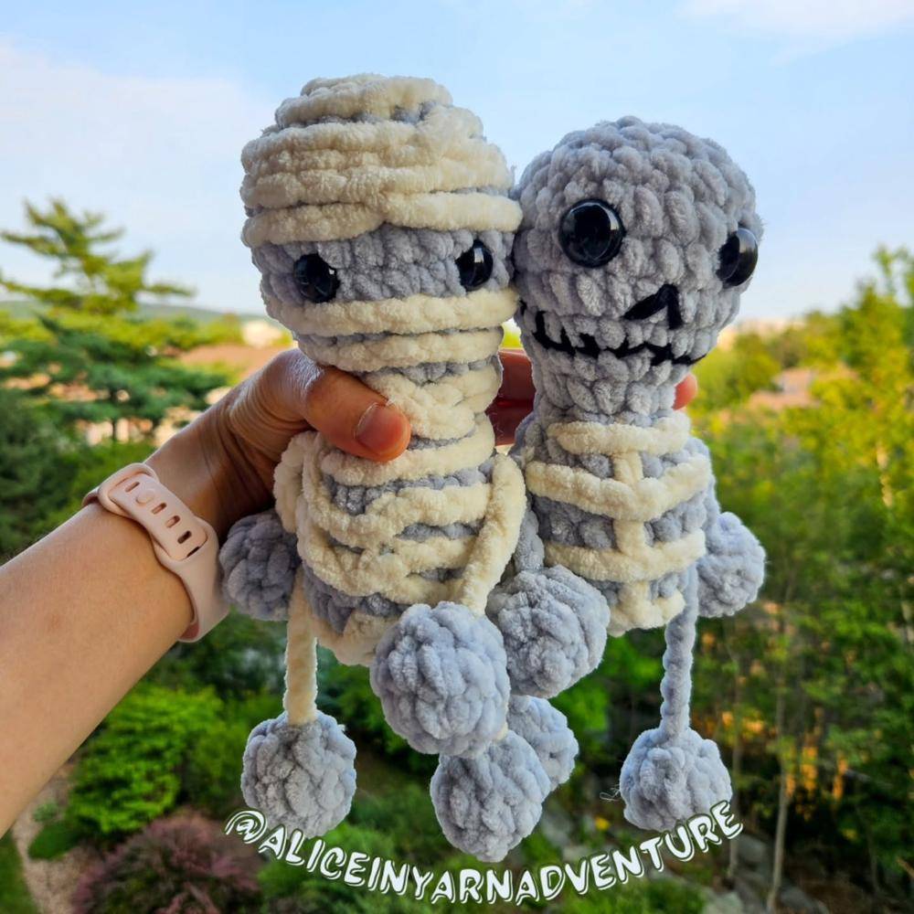 Amigurumi Mummy and Skeleton Crochet Fidget Toys