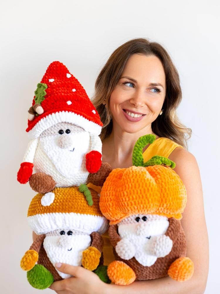 Amigurumi Mushroom and Pumpkin Gnome Crochet Toys