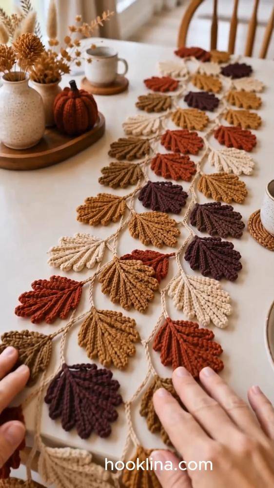 Autumn Leaf Crochet Table Runner