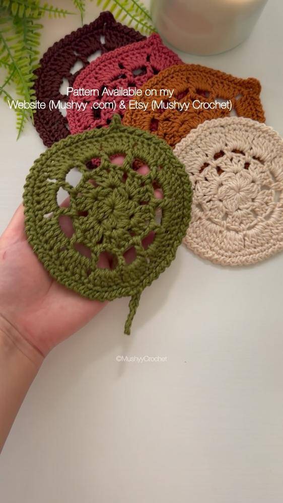 Autumn Leaf Mandala Crochet Coasters