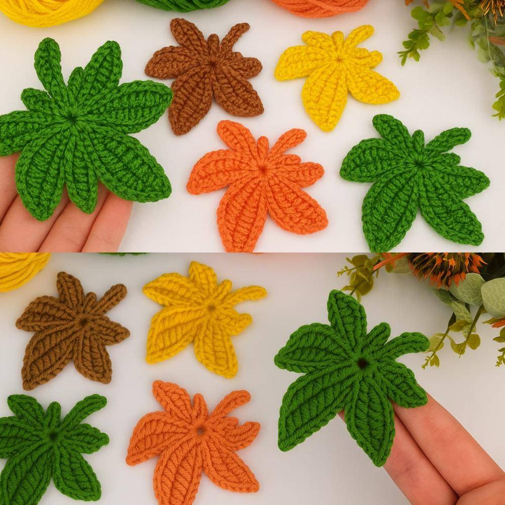 Autumnal Crochet Maple Leaf Motifs