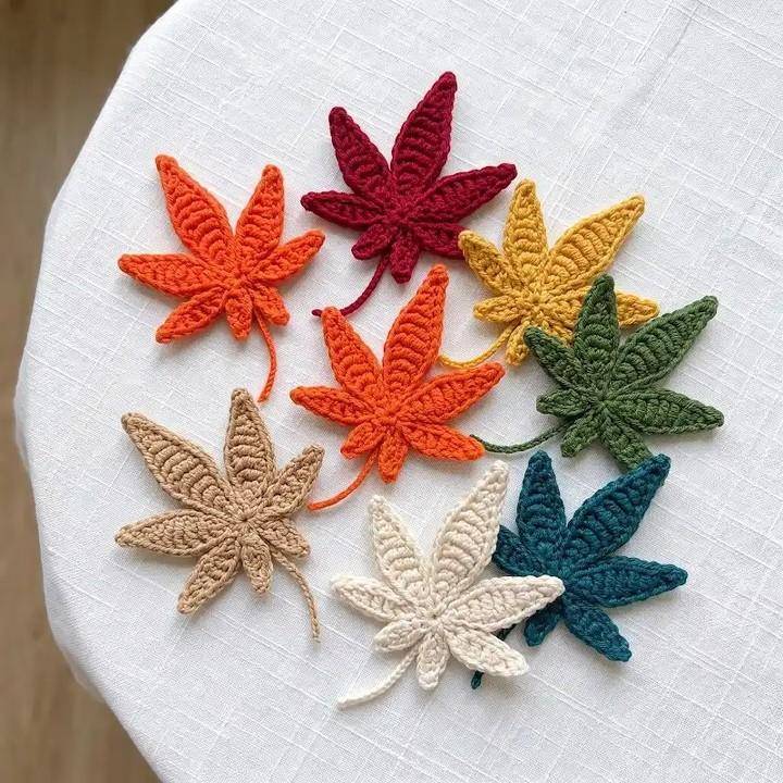 Autumnal Crochet Maple Leaves Decoration