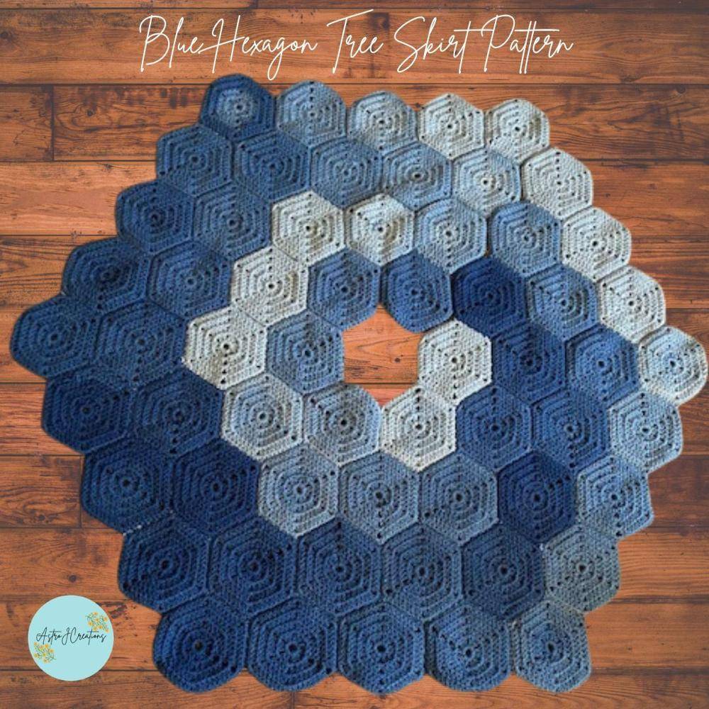 Blue Hexagon Crochet Tree Skirt Pattern