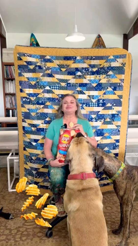 Blue and Yellow Geometric Patchwork Quilt Project