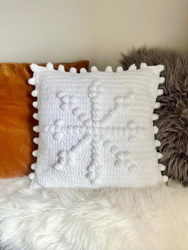 Bobble Snowflake Crochet Christmas Pillow