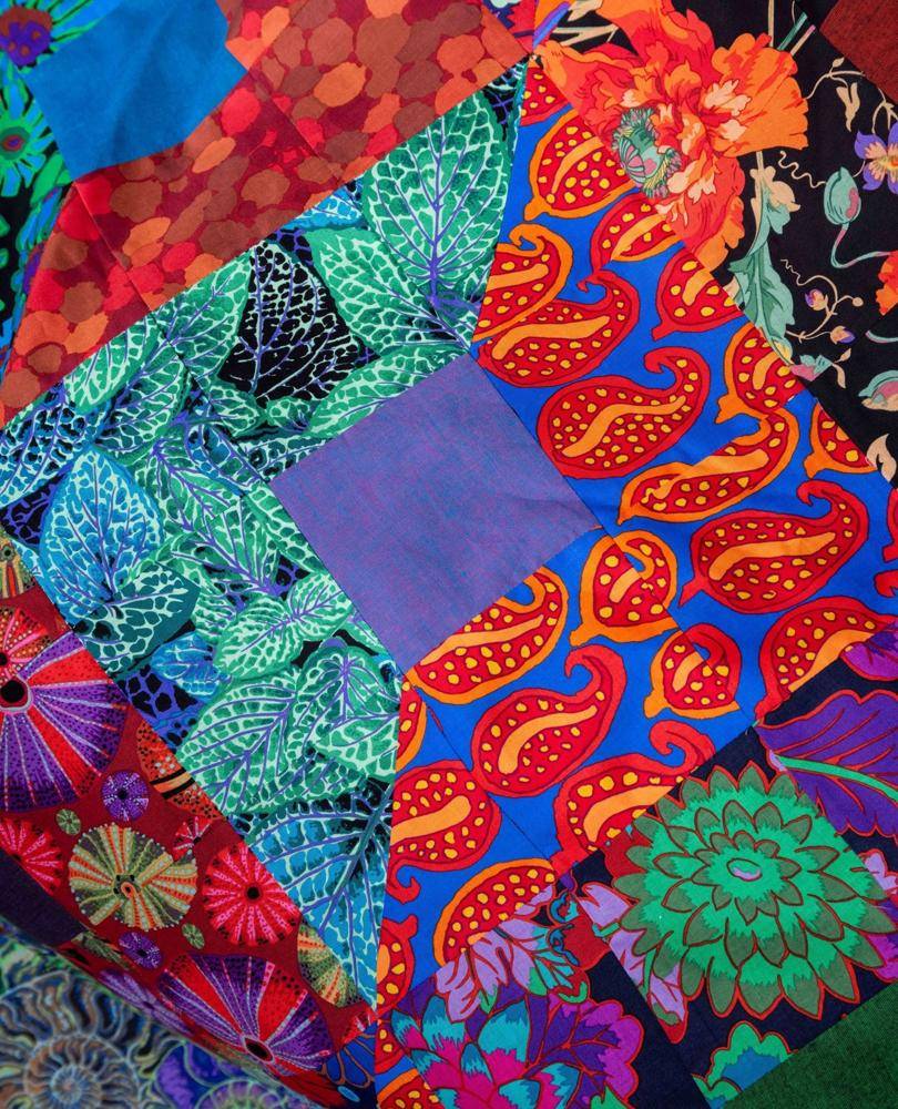 Bold Kaffe Fassett Patchwork Quilt Idea